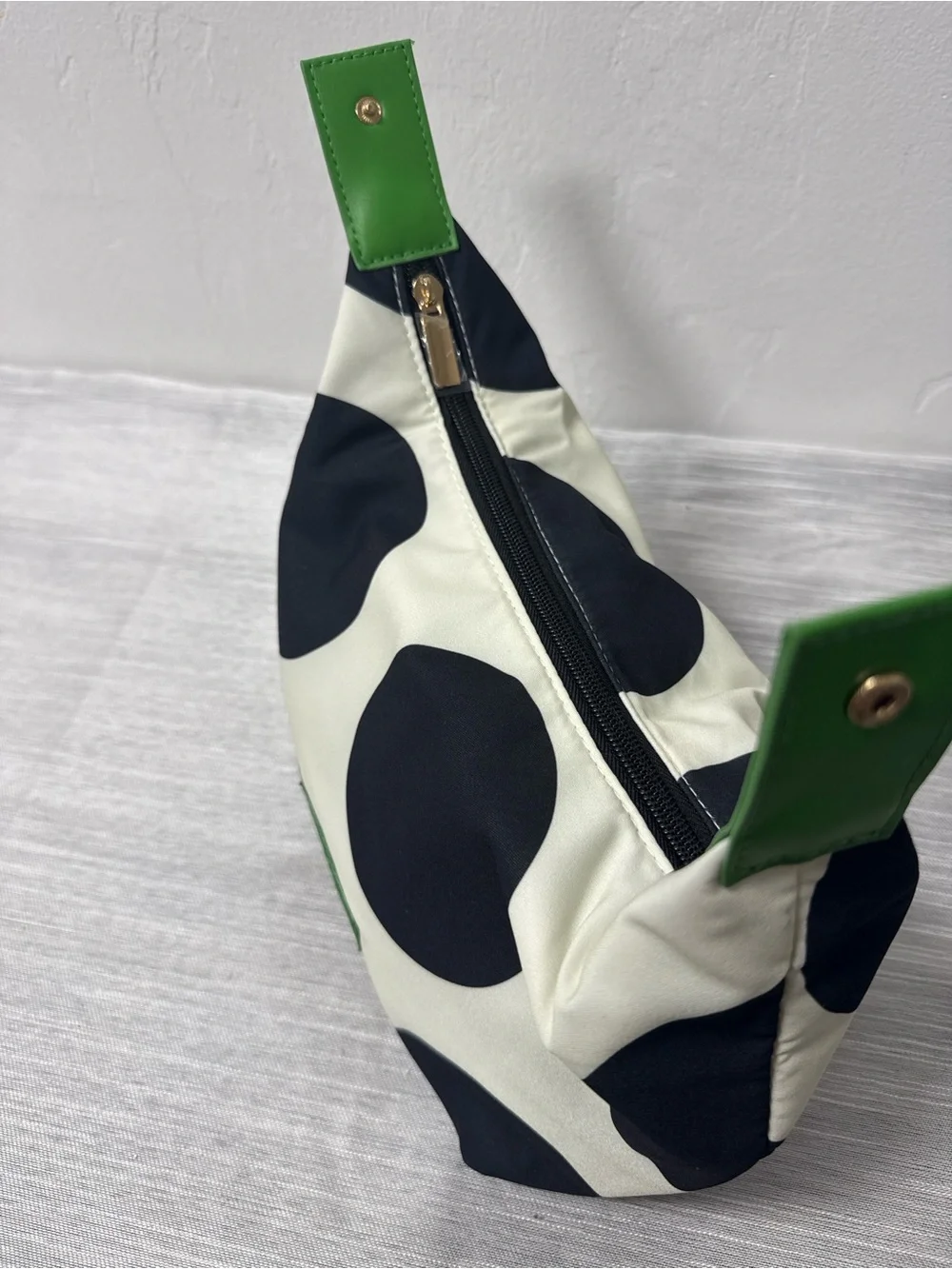 Kate Spade Black, White & Green Polka Dot Make Up Bag